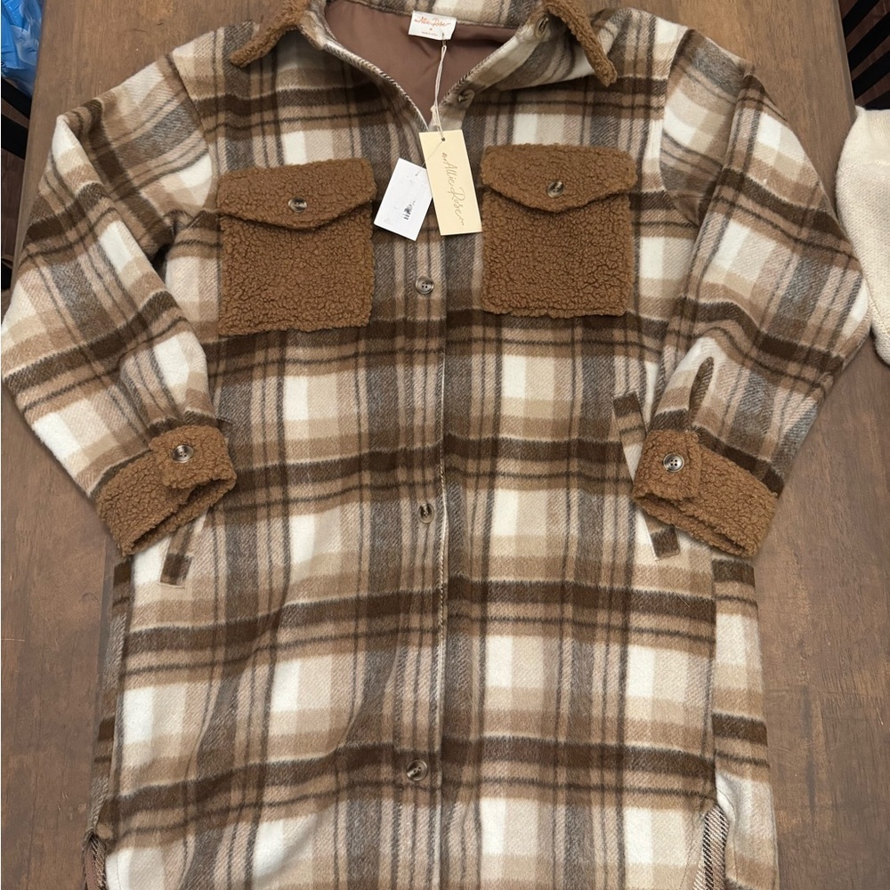 Plaid Brown and Cream Women's Jacket